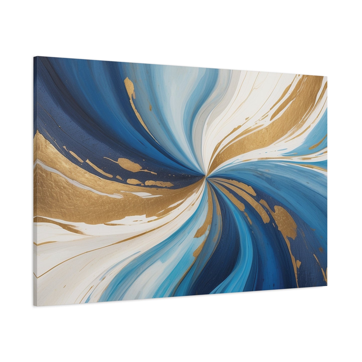 Abstract Blue and Gold Canvas Art - Stretched Matte Print for Home Decor