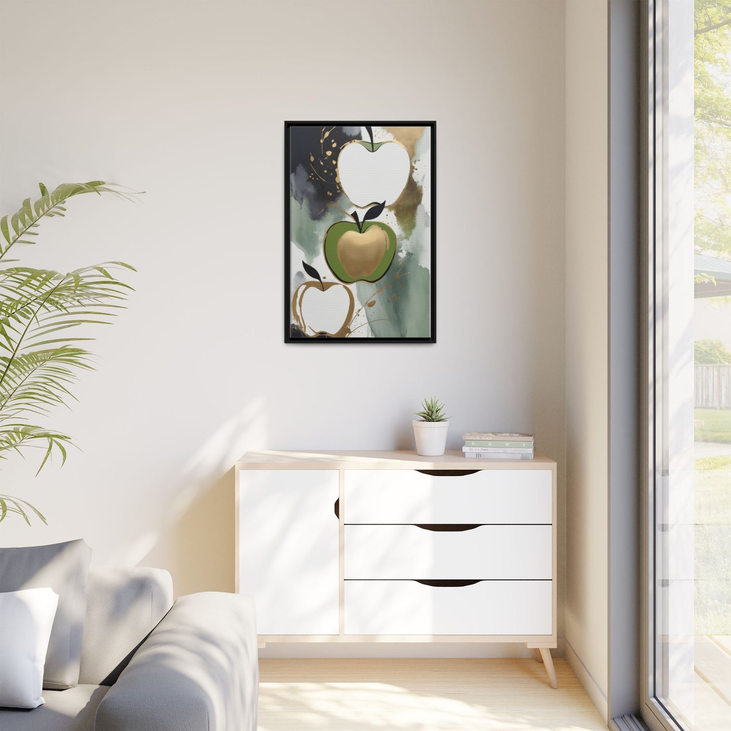 Modern Abstract Apple Canvas Art Print - Colorful Framed Wall Decor
