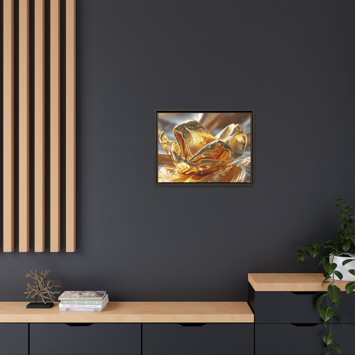 Gold Foil Rose Canvas Art - Elegant Home Decor