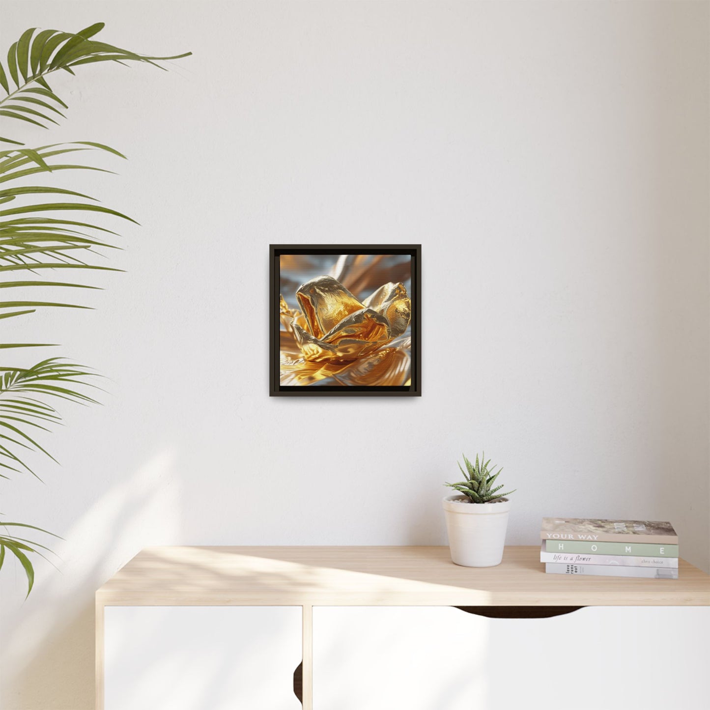 Gold Foil Rose Canvas Art - Elegant Home Decor
