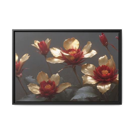 Elegant Floral Matte Canvas Art - Framed Multi-Color Wall Décor