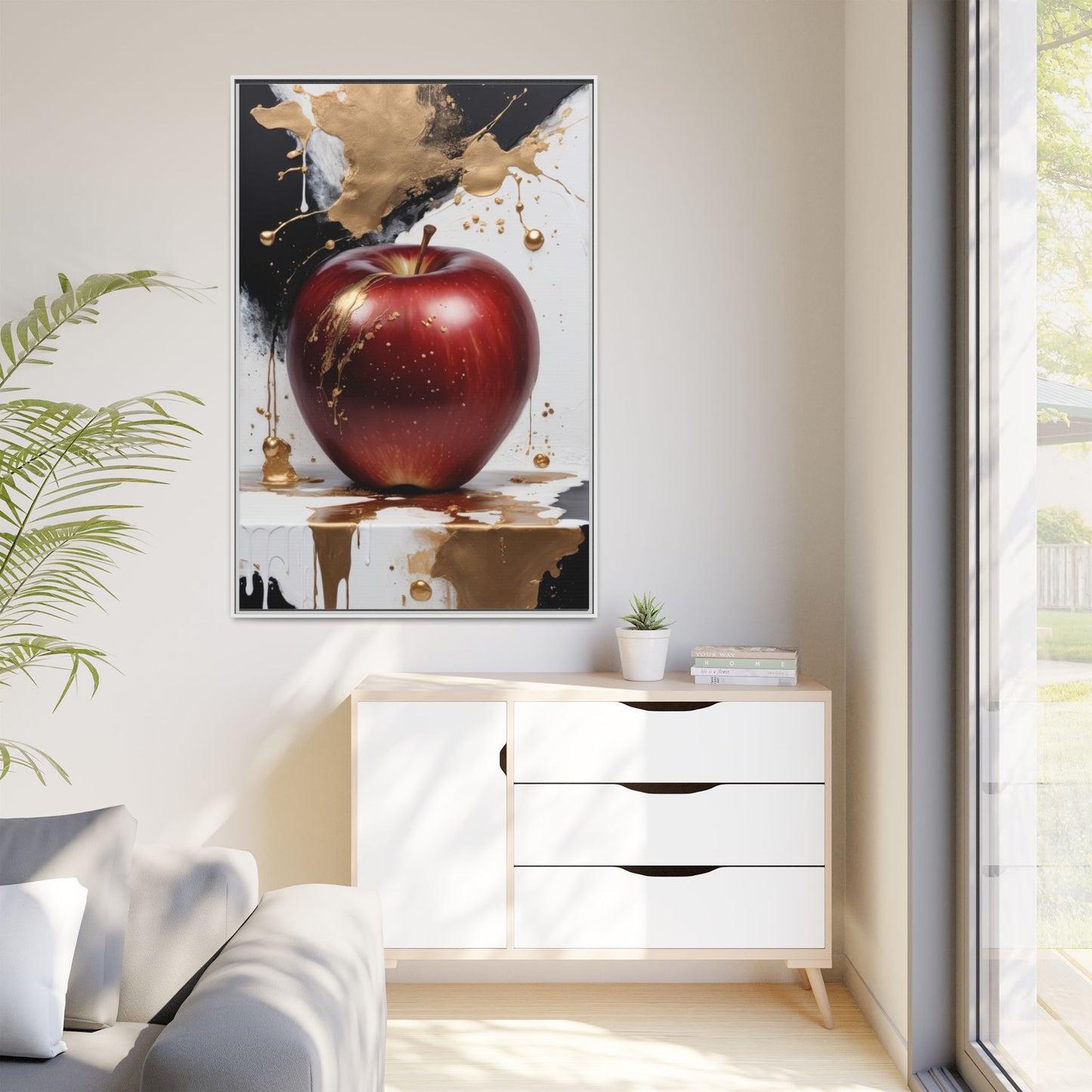 Elegant Apple Art Print - Multi-color Framed Canvas