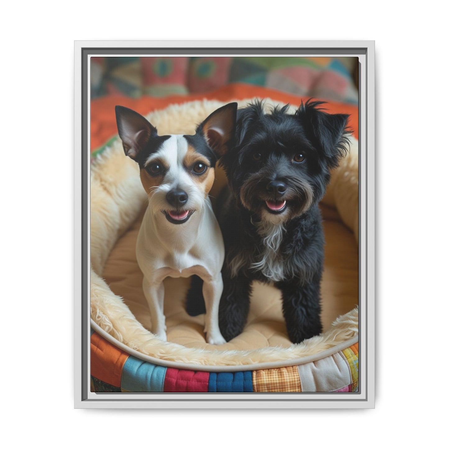 Framed Canvas Print of Cheerful Dogs – Perfect Pet Lover's Gift