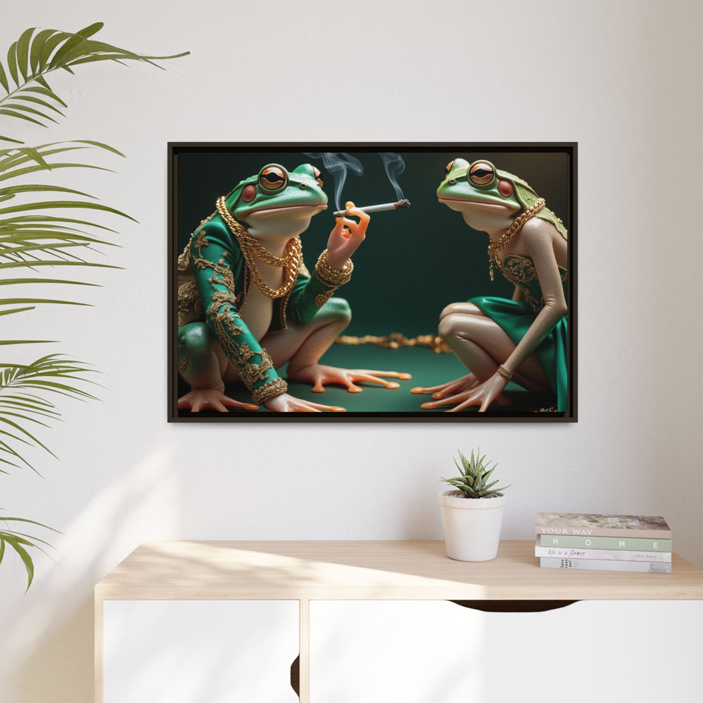 Whimsical Frog Art Print - Framed Canvas for Unique Home Decor