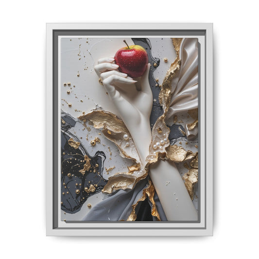 Elegant Framed Canvas Art - Modern Abstract Design with Apple