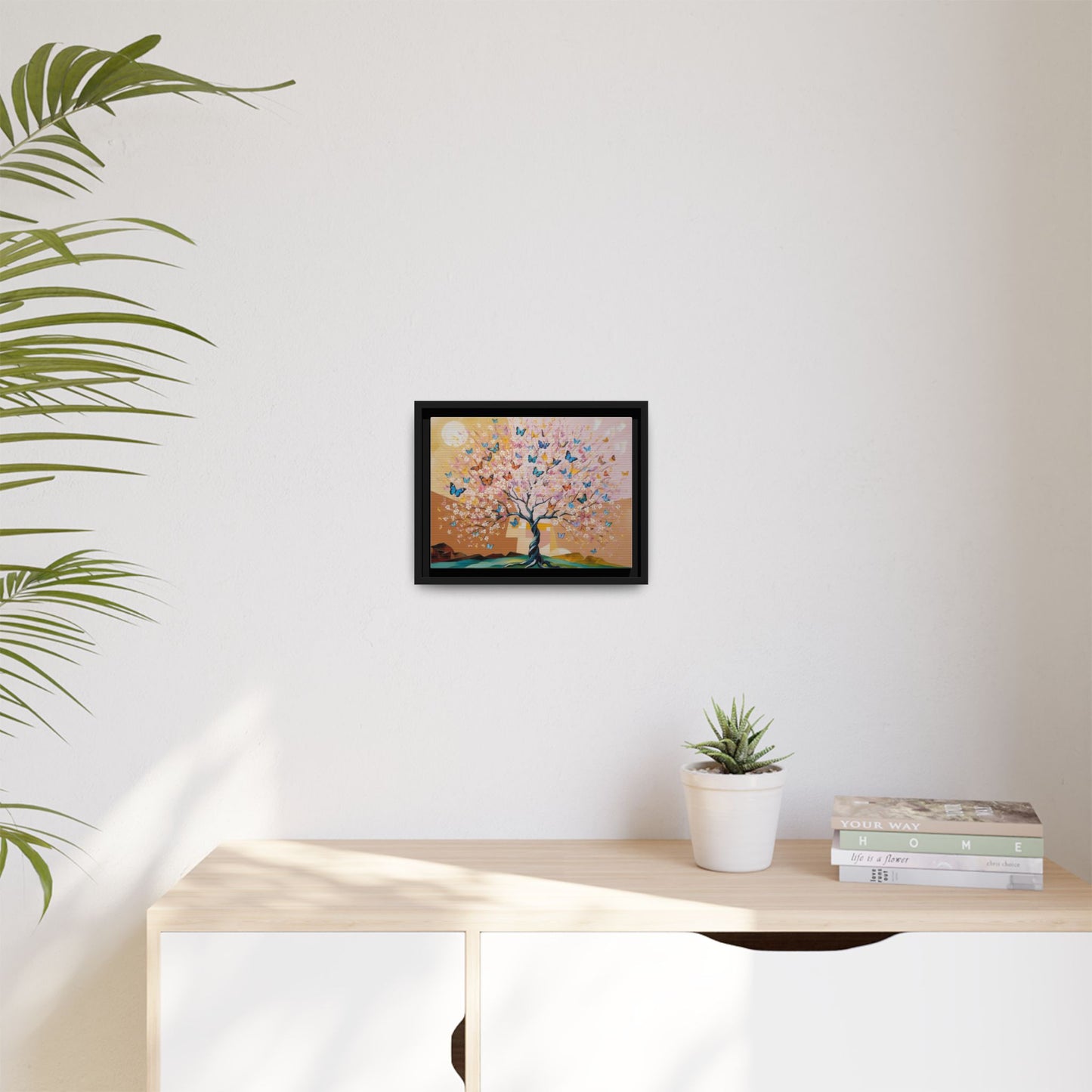 Colorful Butterfly Blossom Framed Canvas Art