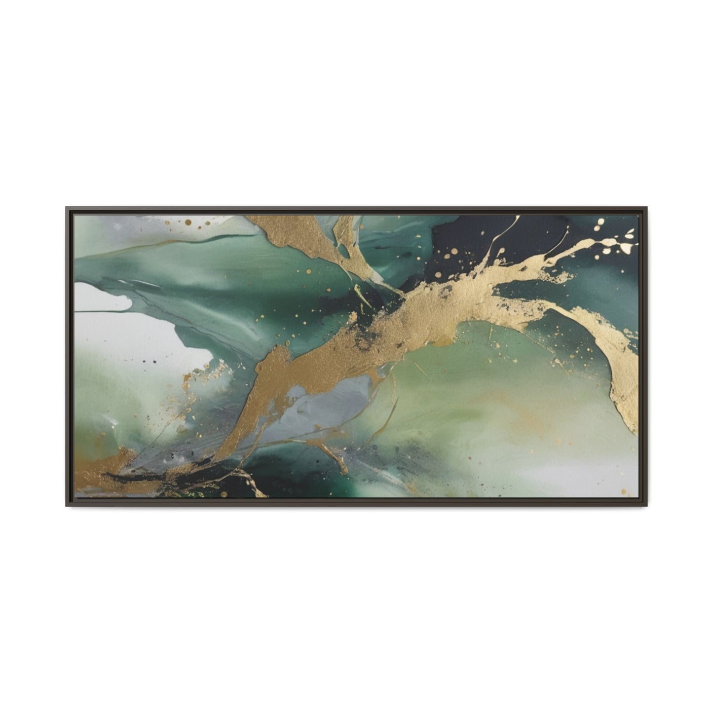 Elegant Abstract Framed Canvas Wall Art - Multi-Color Gold Accents
