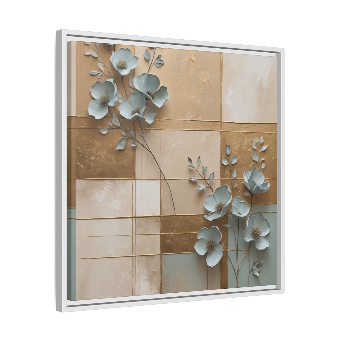 Elegant Floral Wall Art - Framed Matte Canvas Decor