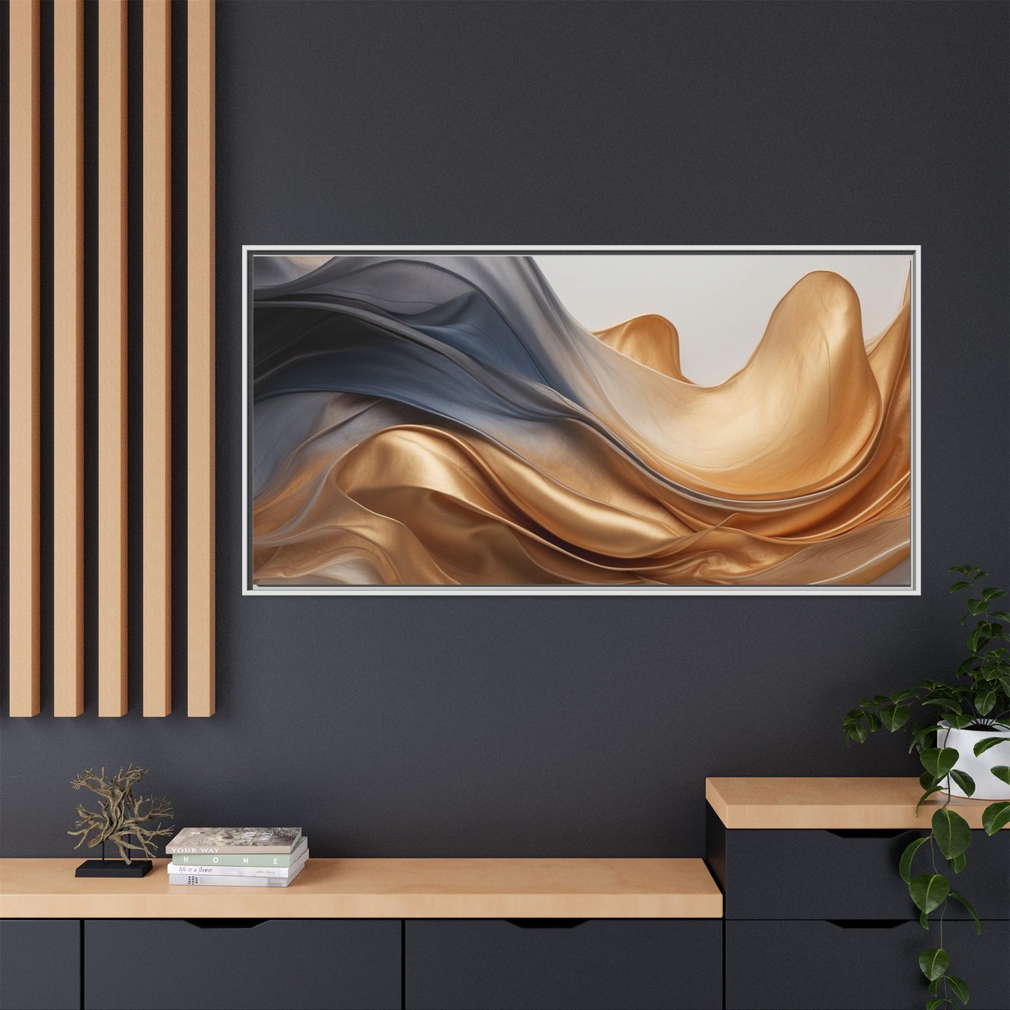 Abstract Matte Canvas Art Print - Framed Multi-color Wall Decor