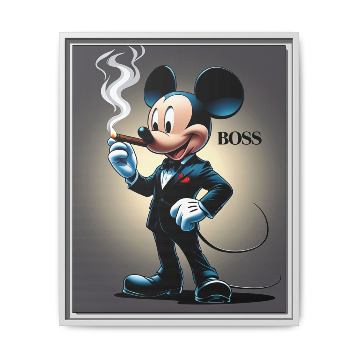Vintage Boss Mouse Framed Canvas Art