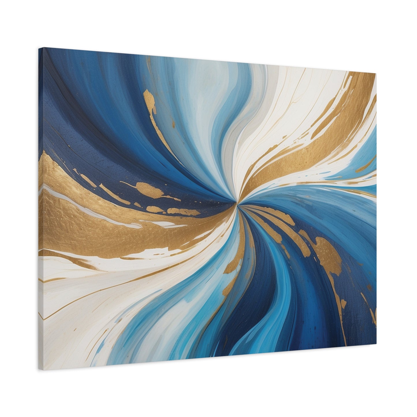 Abstract Blue and Gold Canvas Art - Stretched Matte Print for Home Decor