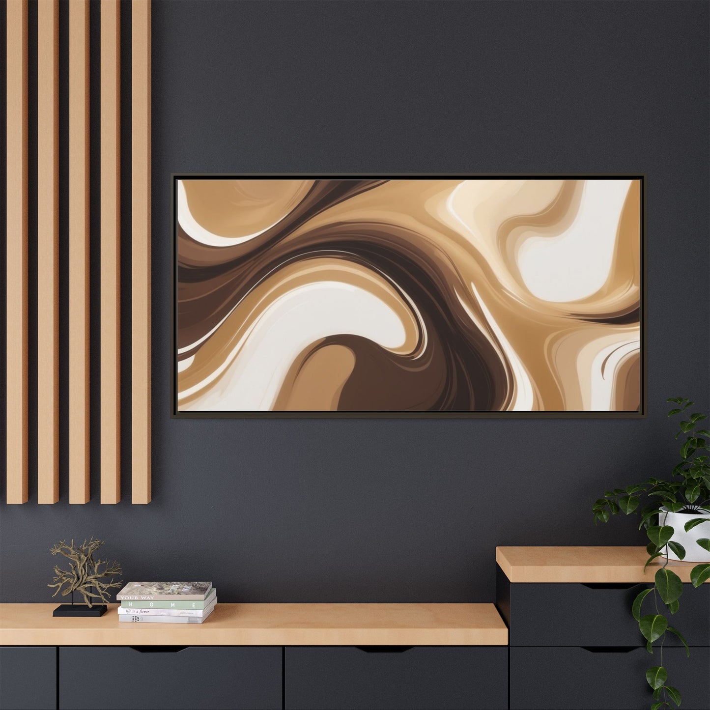 Abstract Wave Framed Canvas Art - Multi-Color Home Decor