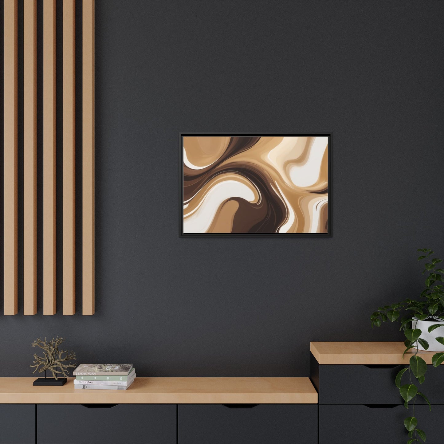 Abstract Wave Framed Canvas Art - Multi-Color Home Decor