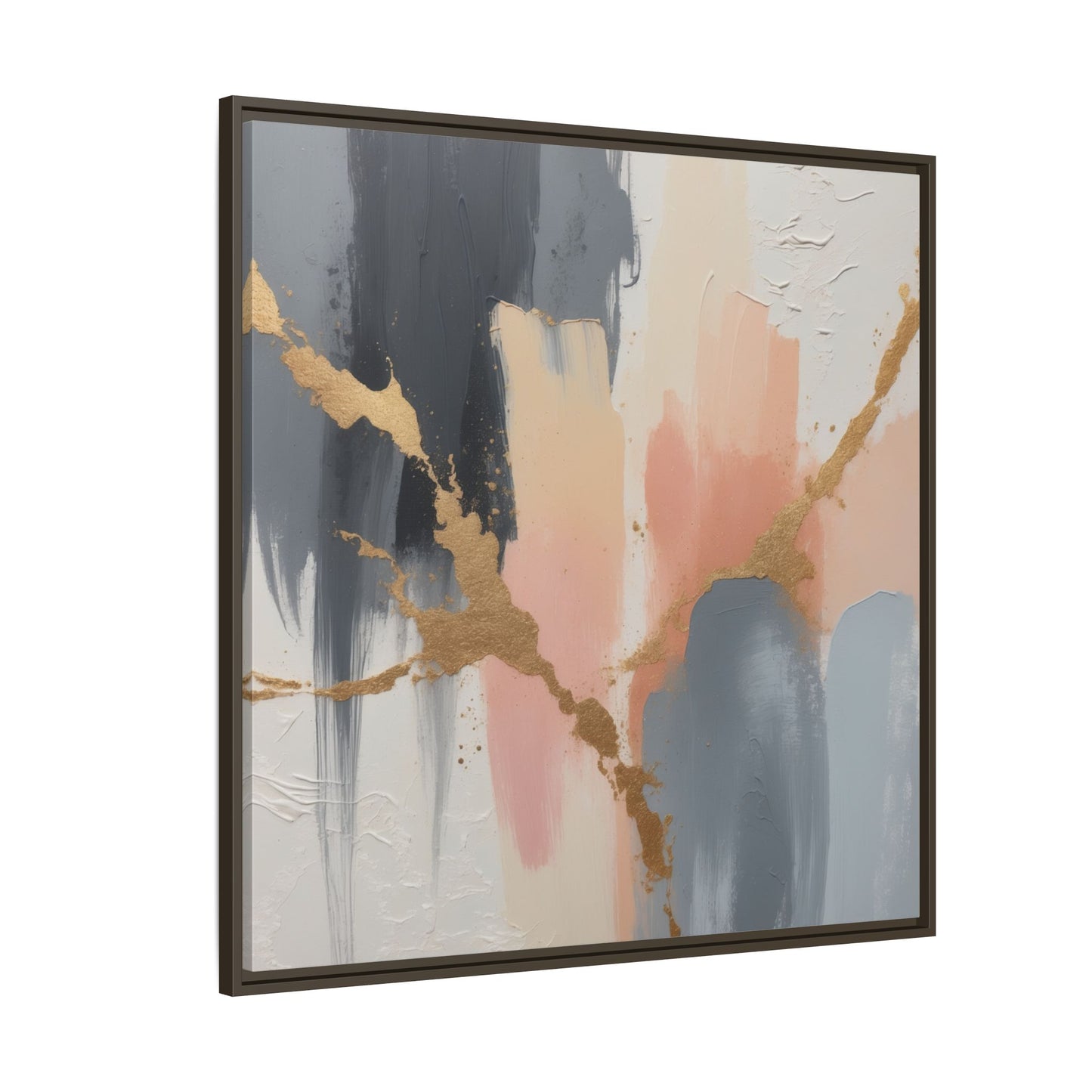 Elegant Abstract Framed Canvas Art with Gold Accents