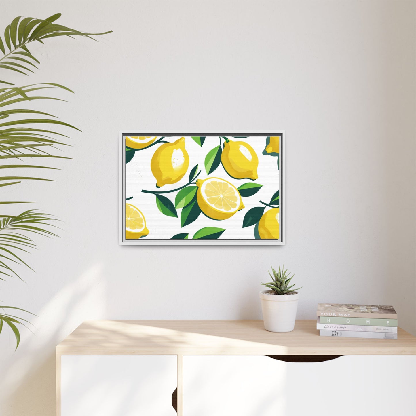 Lemon-Themed Framed Canvas Wall Art - Bright and Fresh Decor