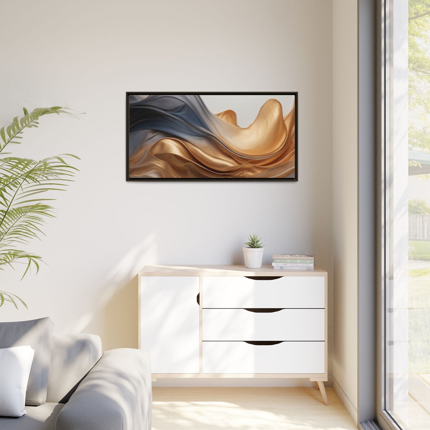 Abstract Matte Canvas Art Print - Framed Multi-color Wall Decor