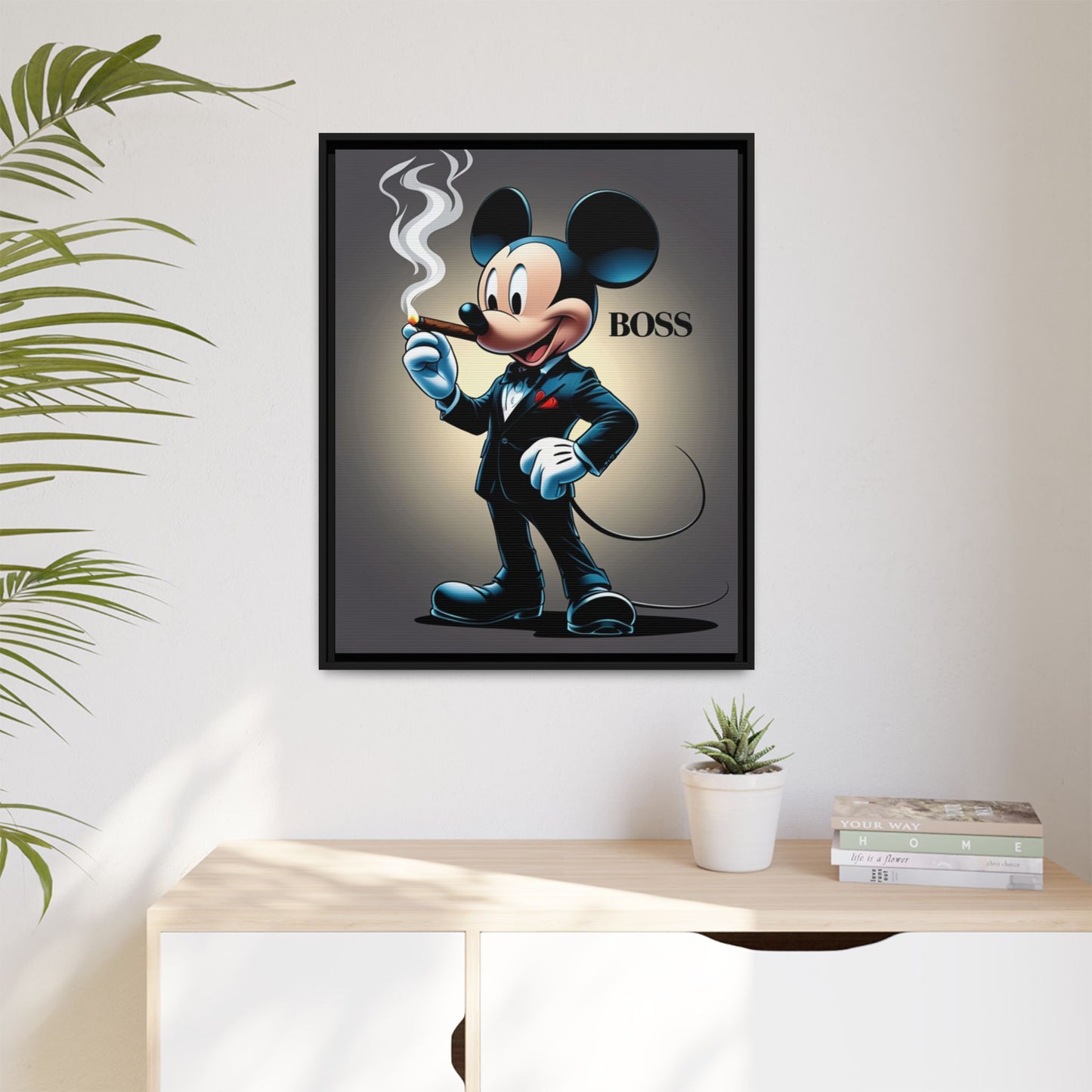 Vintage Boss Mouse Framed Canvas Art