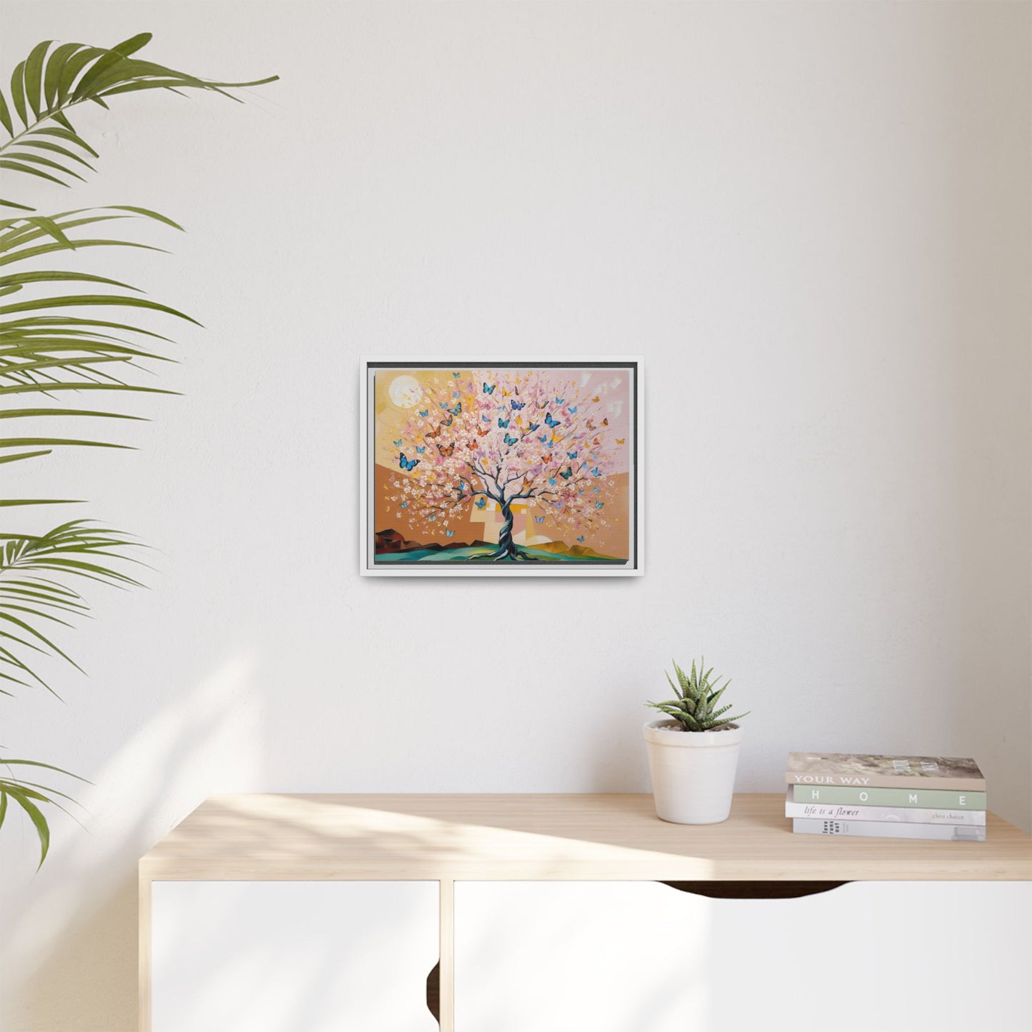 Colorful Butterfly Blossom Framed Canvas Art