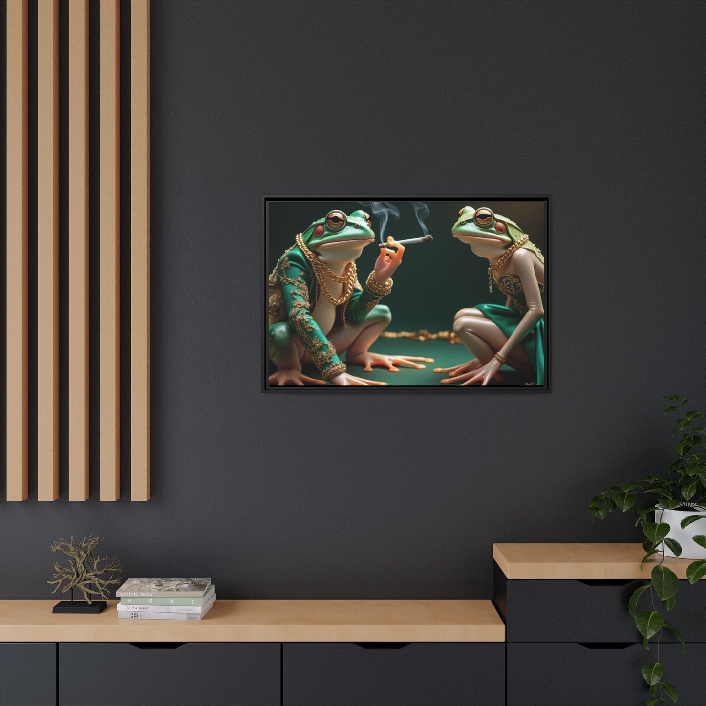 Whimsical Frog Art Print - Framed Canvas for Unique Home Decor
