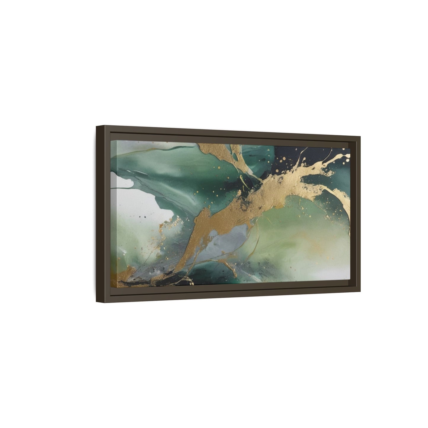 Elegant Abstract Framed Canvas Wall Art - Multi-Color Gold Accents
