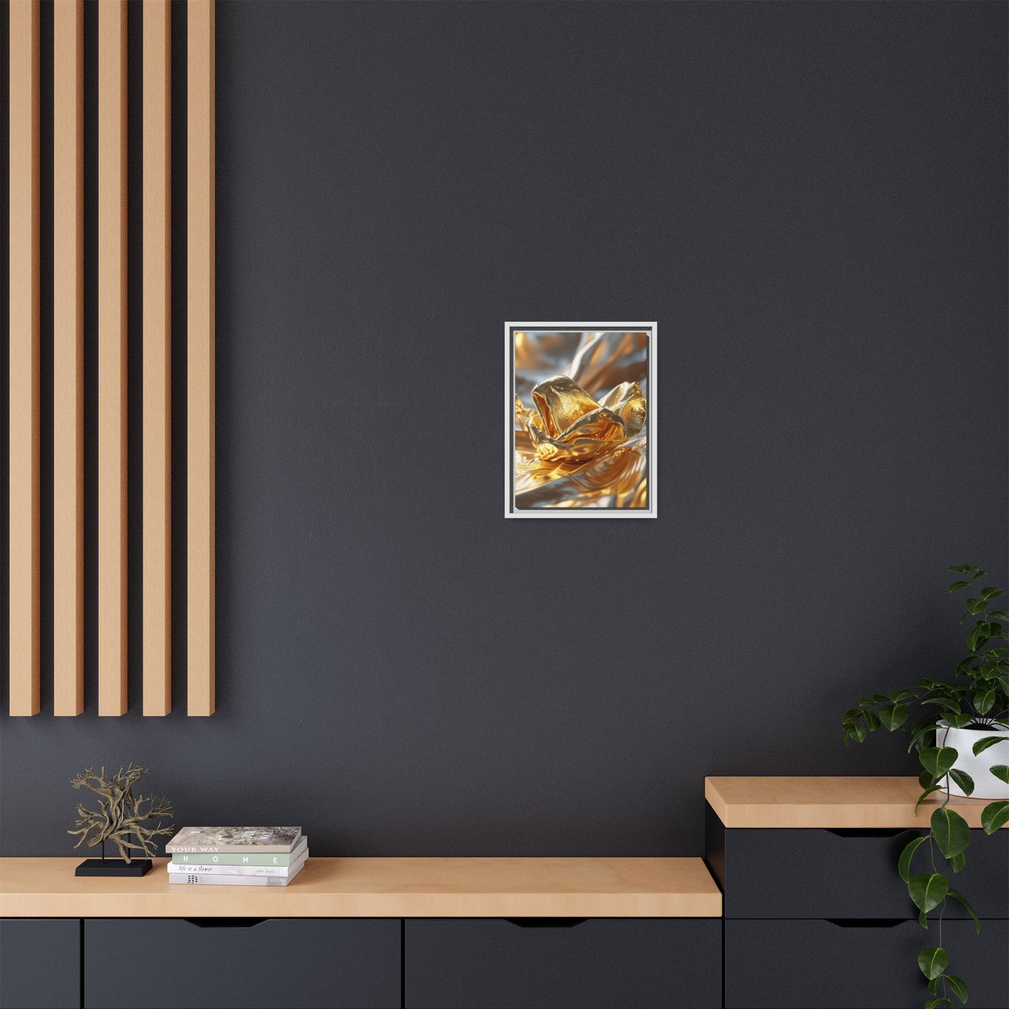 Gold Foil Rose Canvas Art - Elegant Home Decor