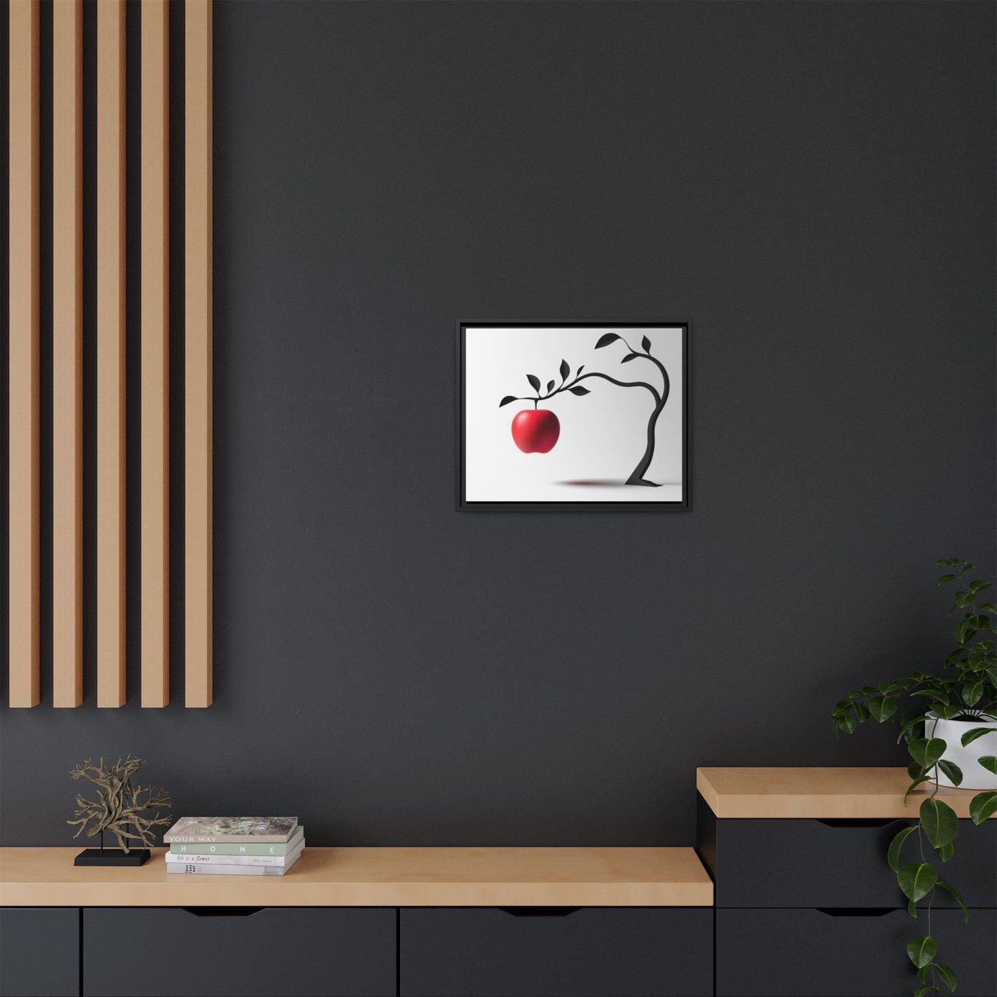 Modern Framed Canvas Art - Red Apple Tree Decor for Home & Office