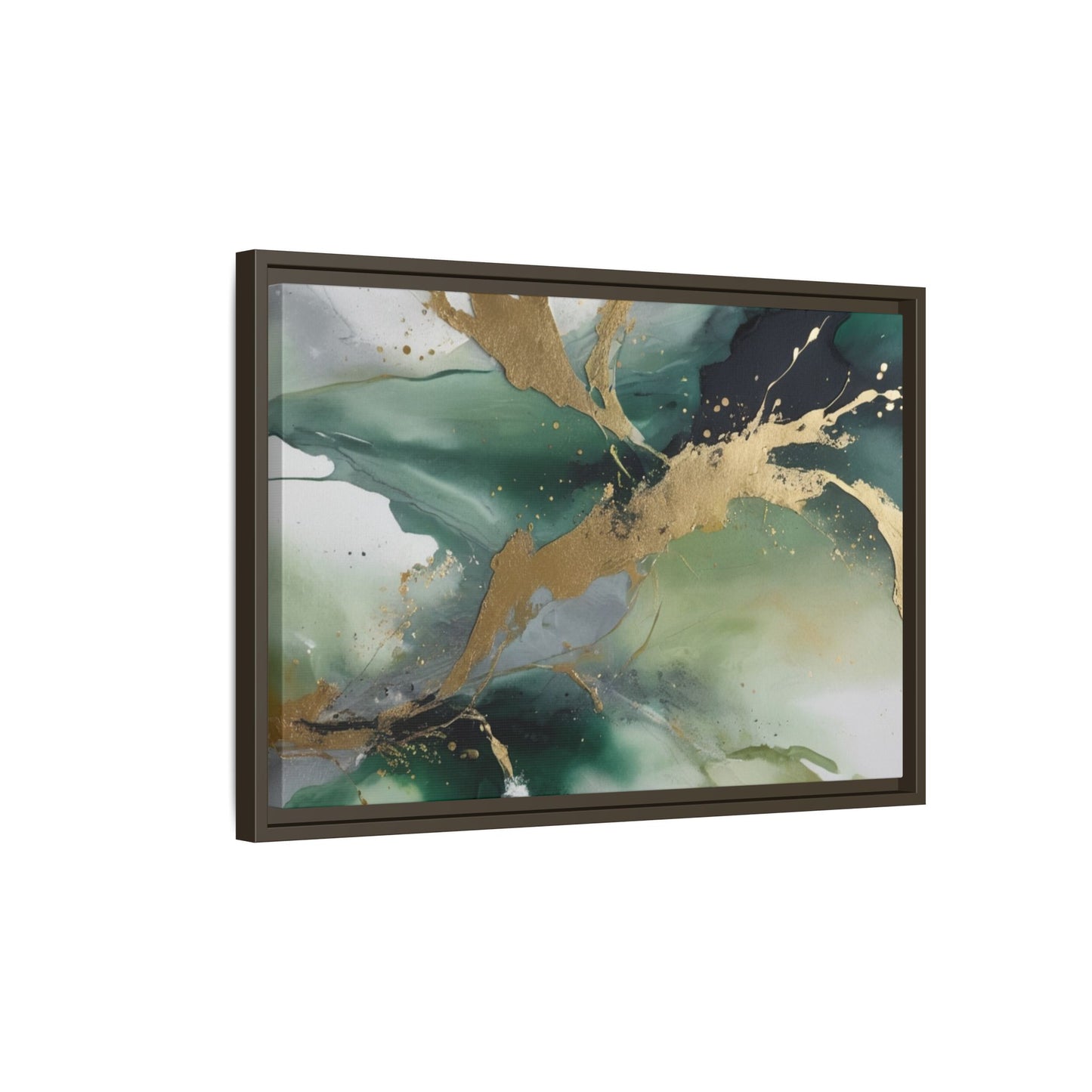 Elegant Abstract Framed Canvas Wall Art - Multi-Color Gold Accents