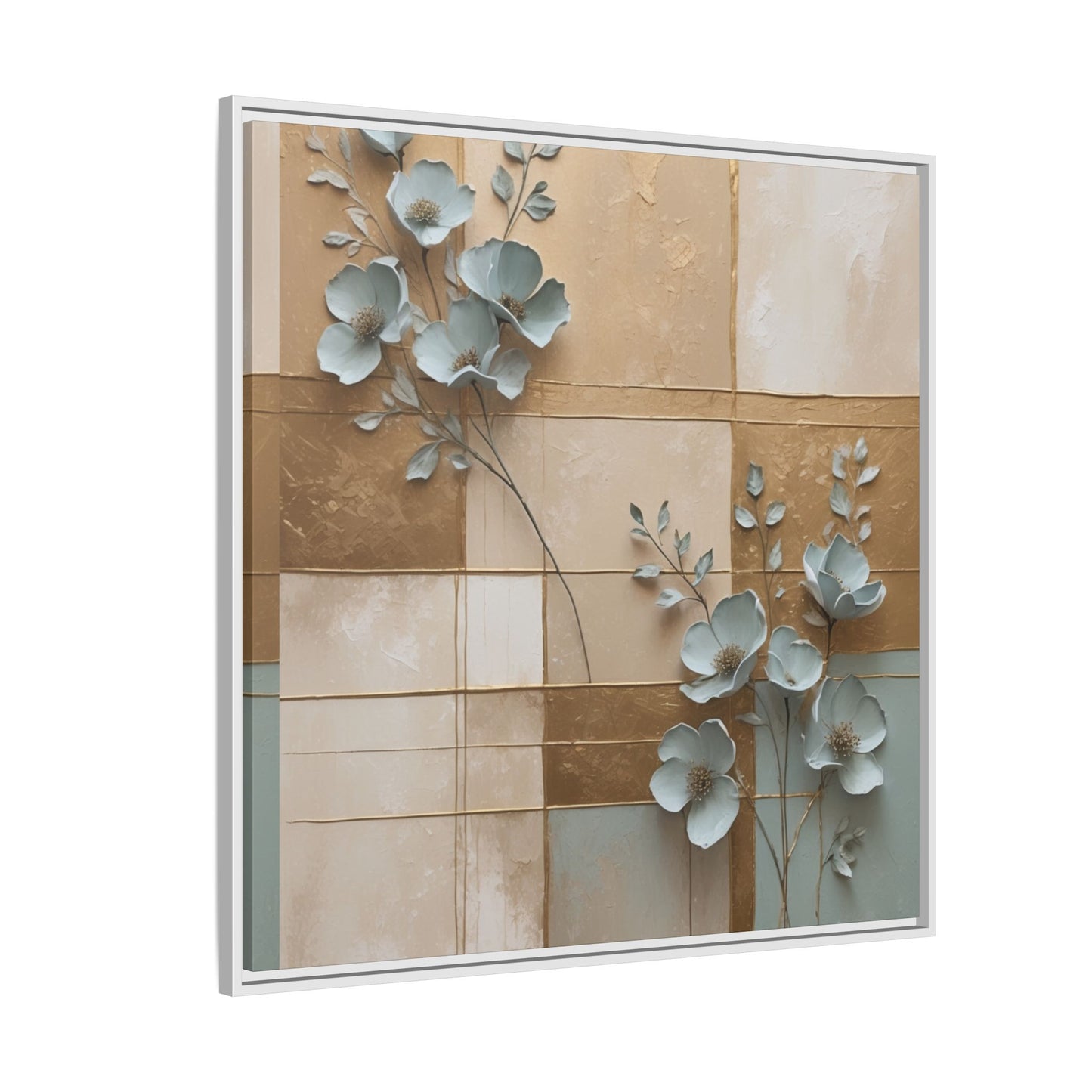 Elegant Floral Wall Art - Framed Matte Canvas Decor