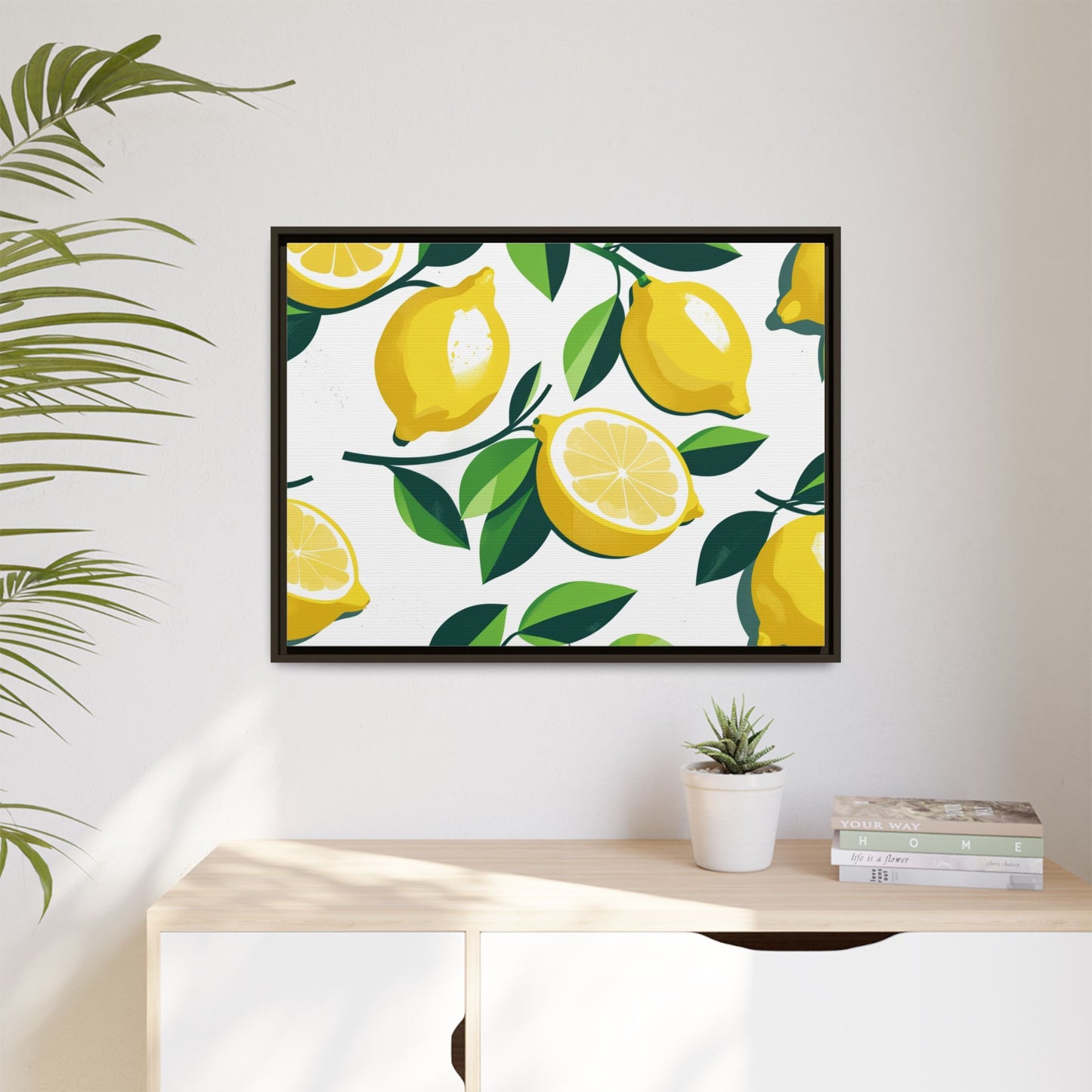 Lemon-Themed Framed Canvas Wall Art - Bright and Fresh Decor