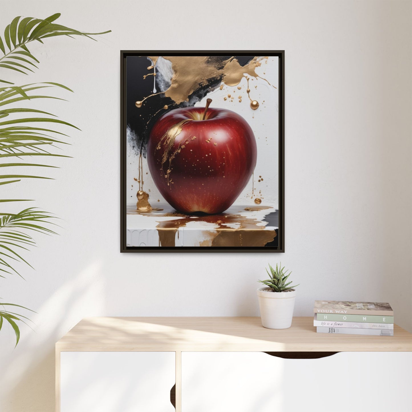 Elegant Apple Art Print - Multi-color Framed Canvas