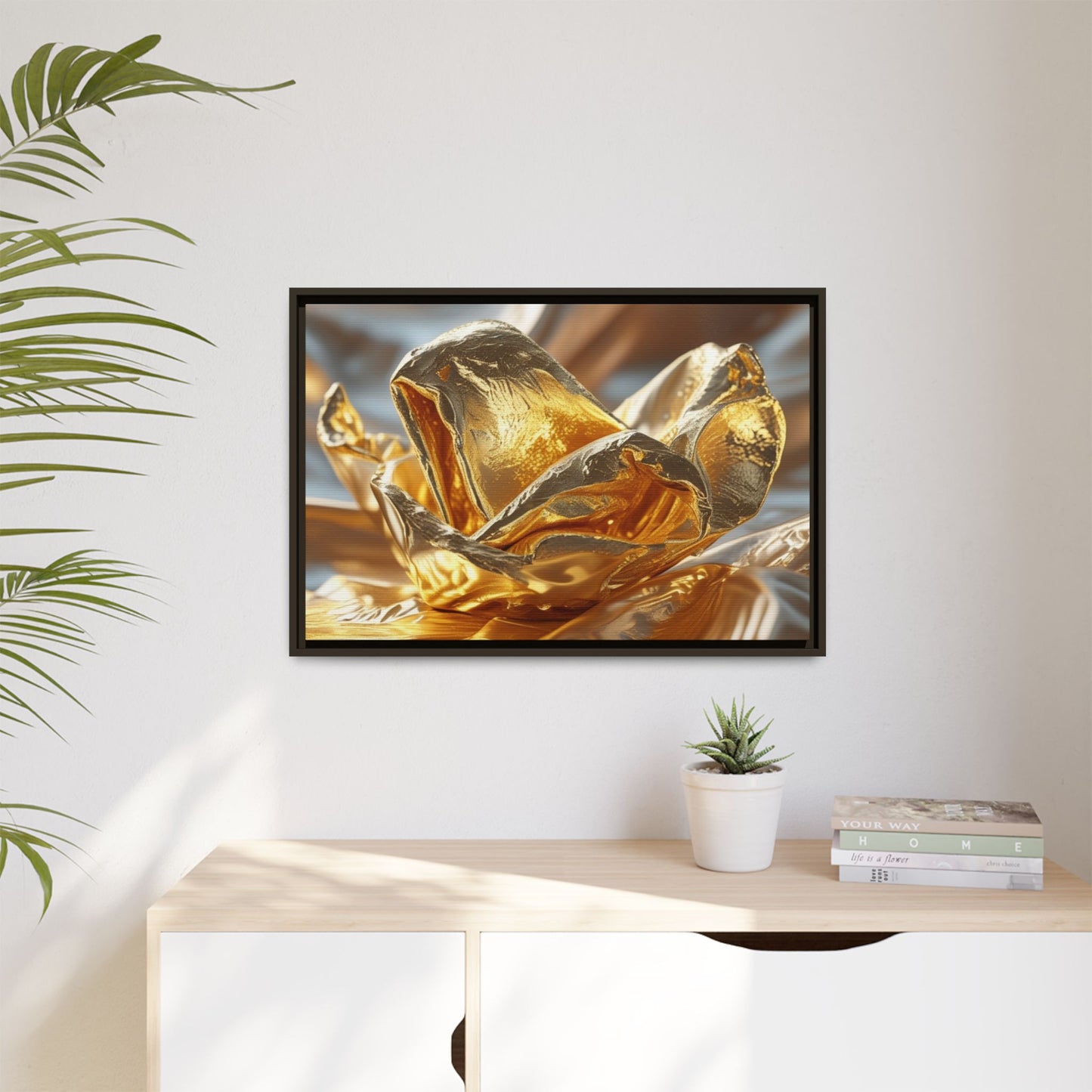 Gold Foil Rose Canvas Art - Elegant Home Decor