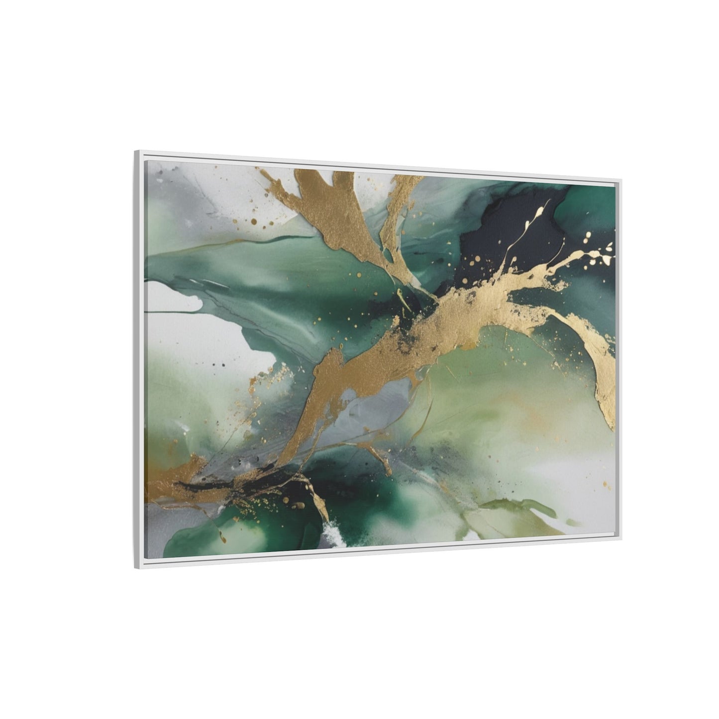 Elegant Abstract Framed Canvas Wall Art - Multi-Color Gold Accents
