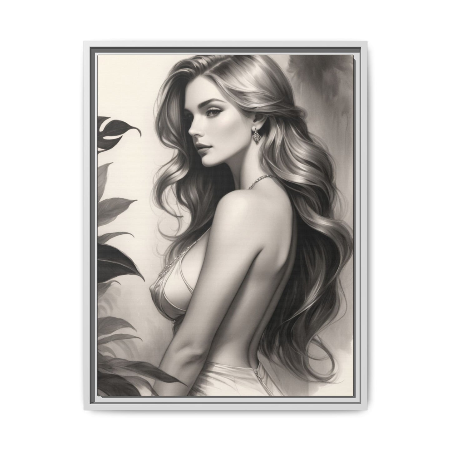 Elegant Matte Framed Art Print - Stylish Woman Portrait
