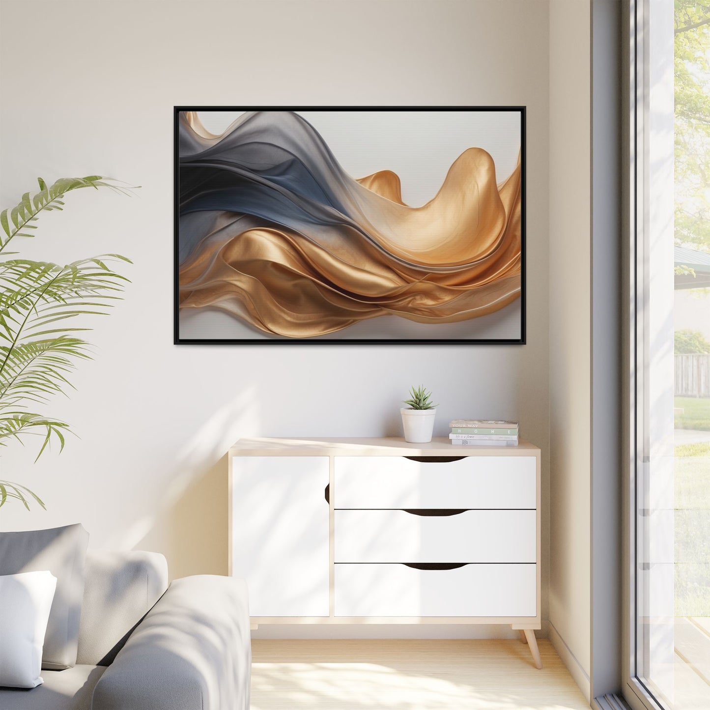 Abstract Matte Canvas Art Print - Framed Multi-color Wall Decor