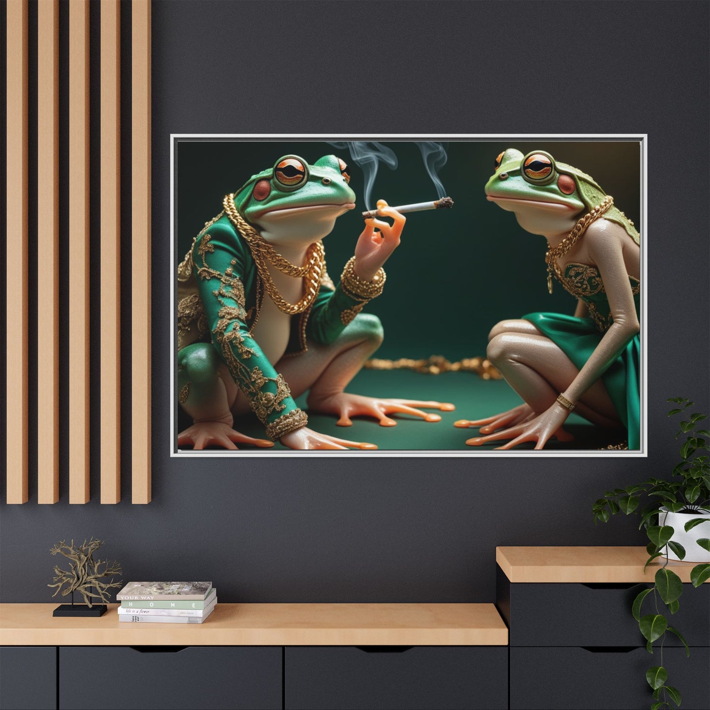 Whimsical Frog Art Print - Framed Canvas for Unique Home Decor
