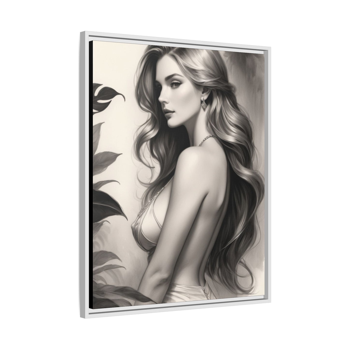 Elegant Matte Framed Art Print - Stylish Woman Portrait