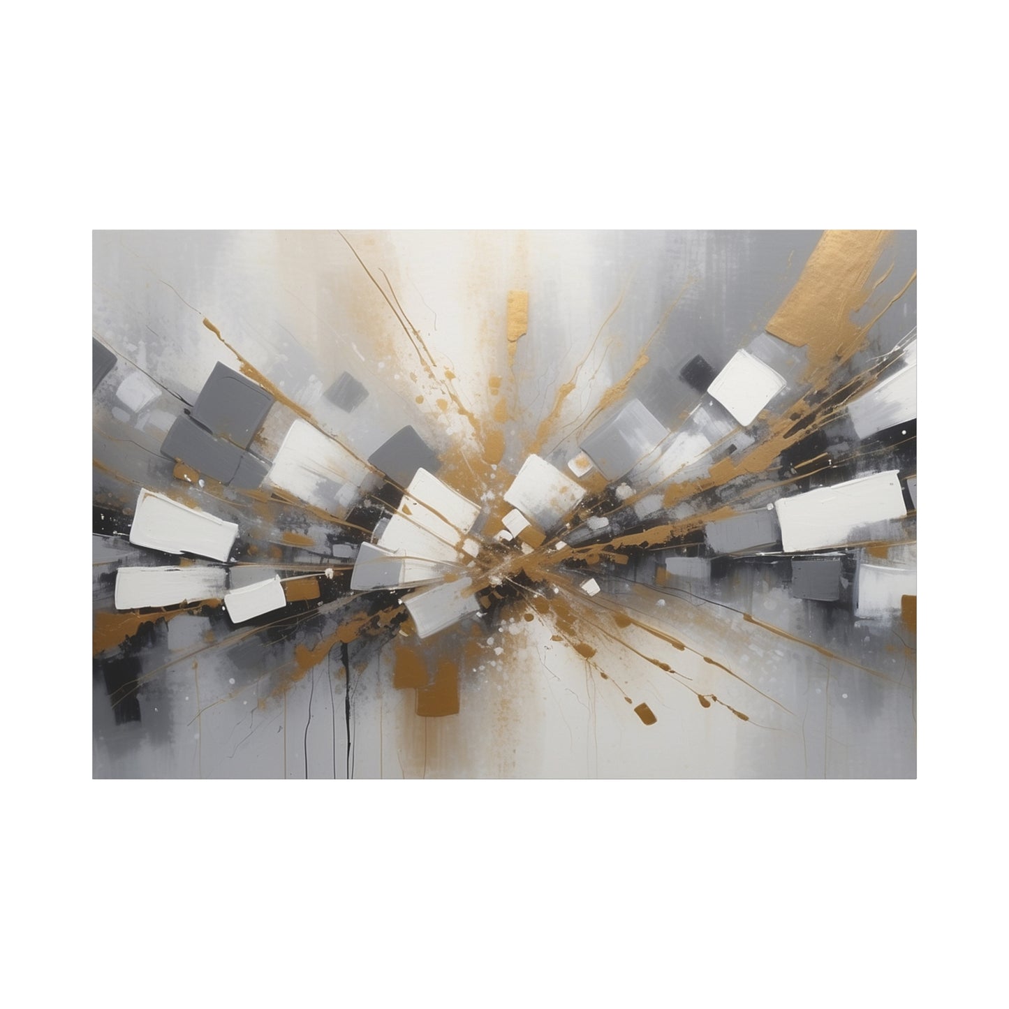 Abstract Gold and Gray Canvas Wall Art - Modern Home Decor