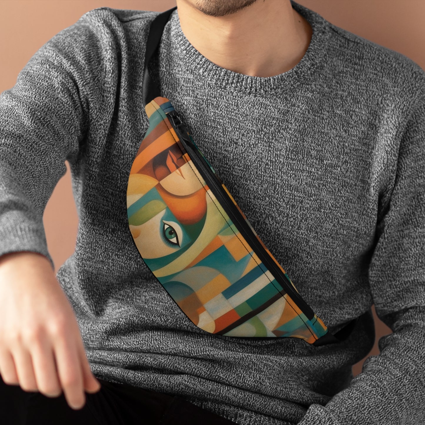 Artistic Geometric Fanny Pack - Stylish Hands-Free Bag for Festivals & Everyday Use