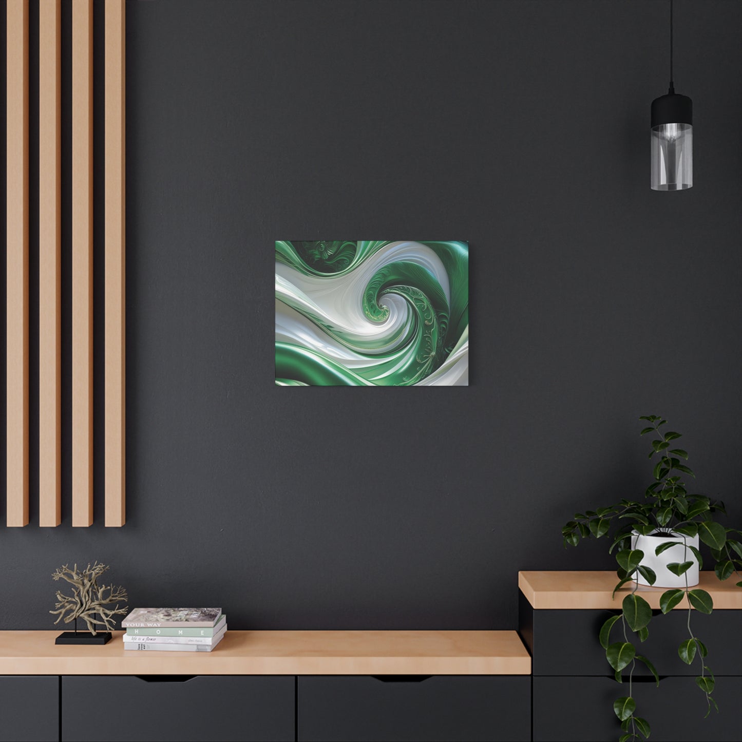Abstract Green Swirl Canvas Wall Art - Contemporary Home Decor