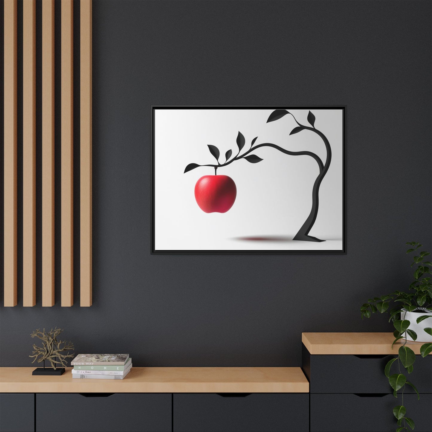 Modern Framed Canvas Art - Red Apple Tree Decor for Home & Office