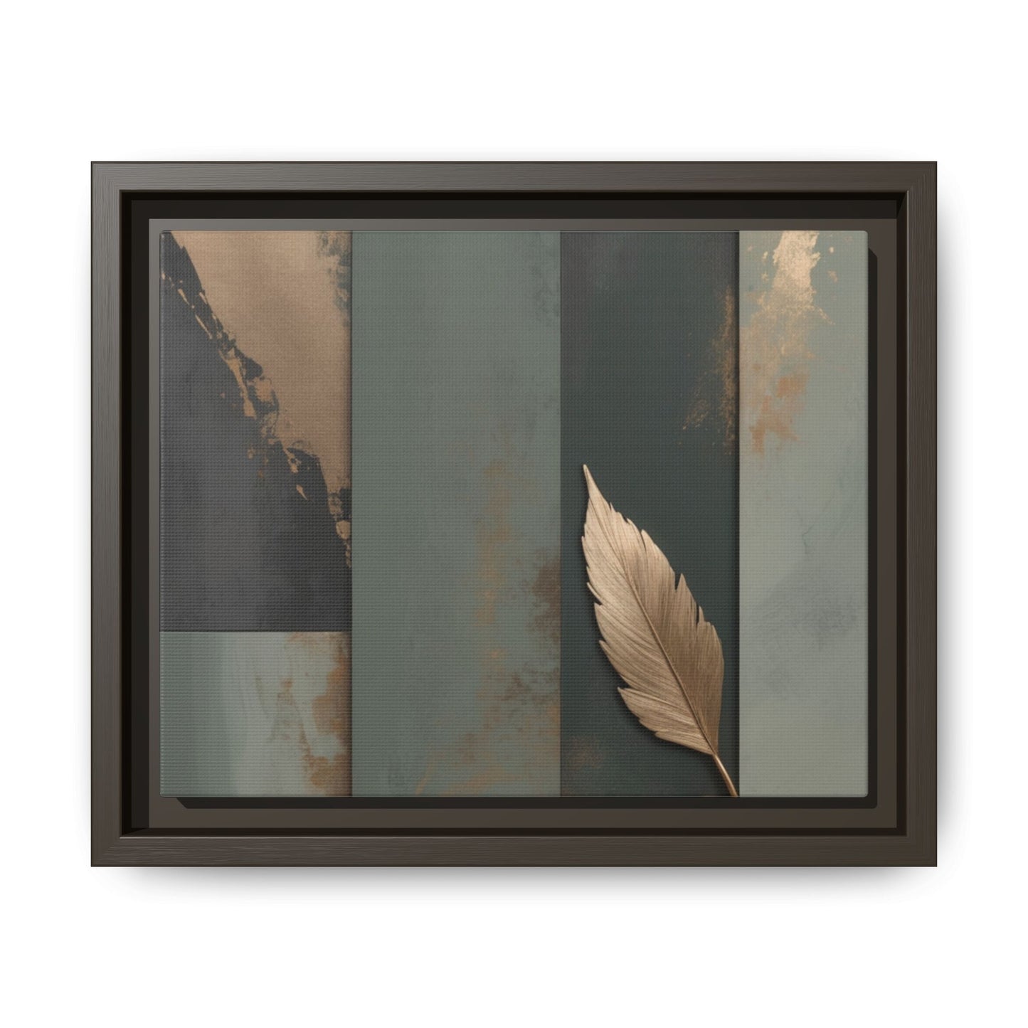 Elegant Framed Matte Canvas Wall Art - Multi-Color Leaf Design