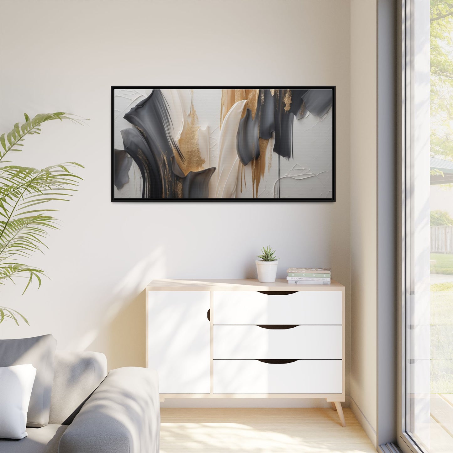 Abstract Multi-Color Framed Canvas Art - Modern Home Decor