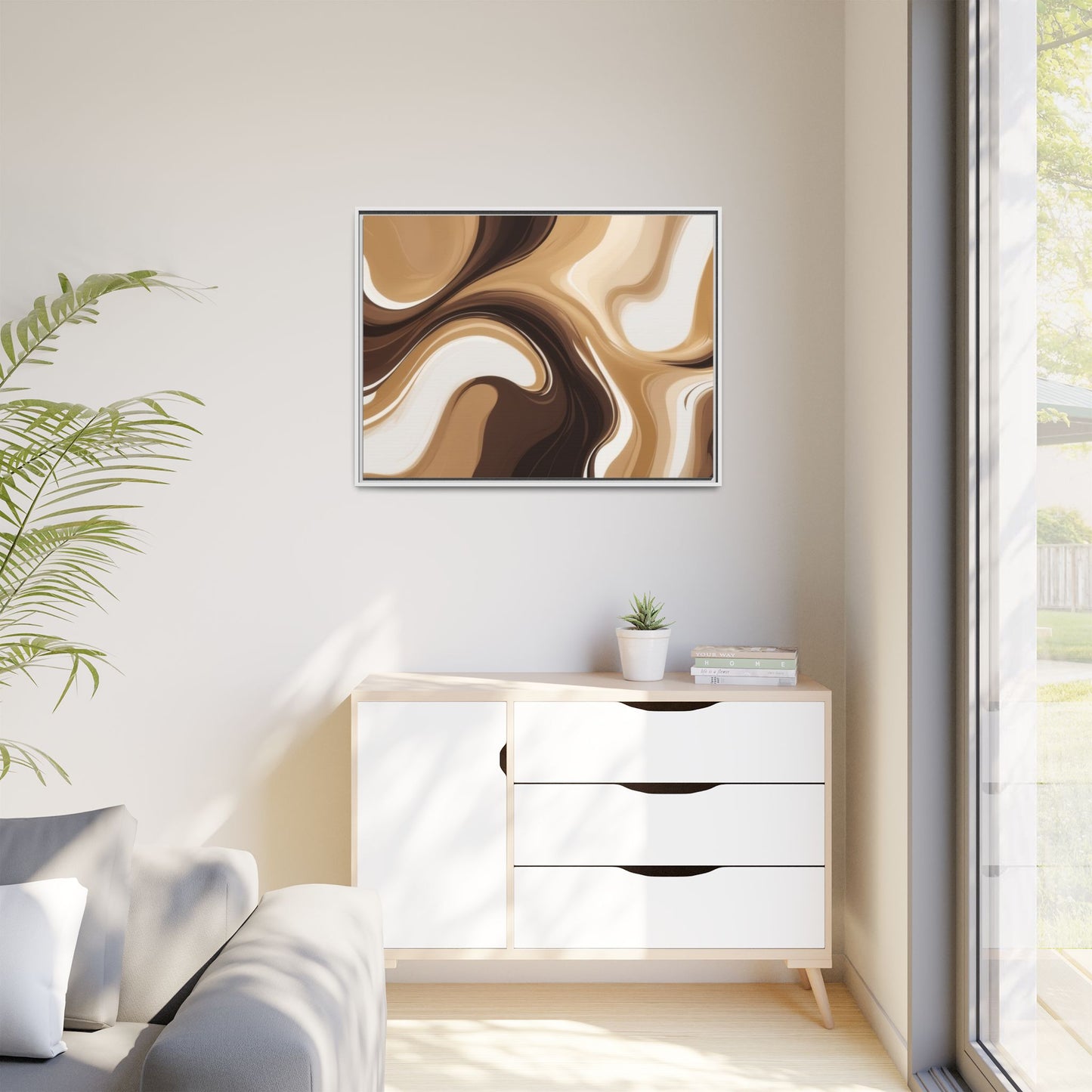 Abstract Wave Framed Canvas Art - Multi-Color Home Decor