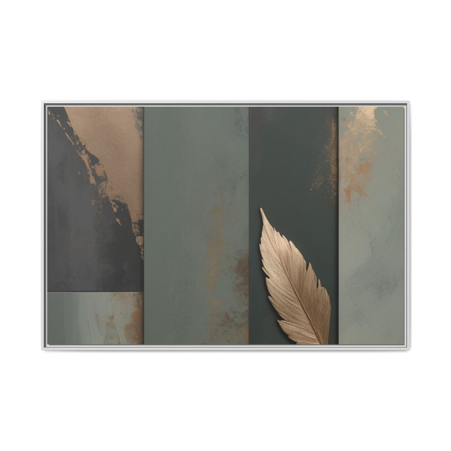 Elegant Framed Matte Canvas Wall Art - Multi-Color Leaf Design