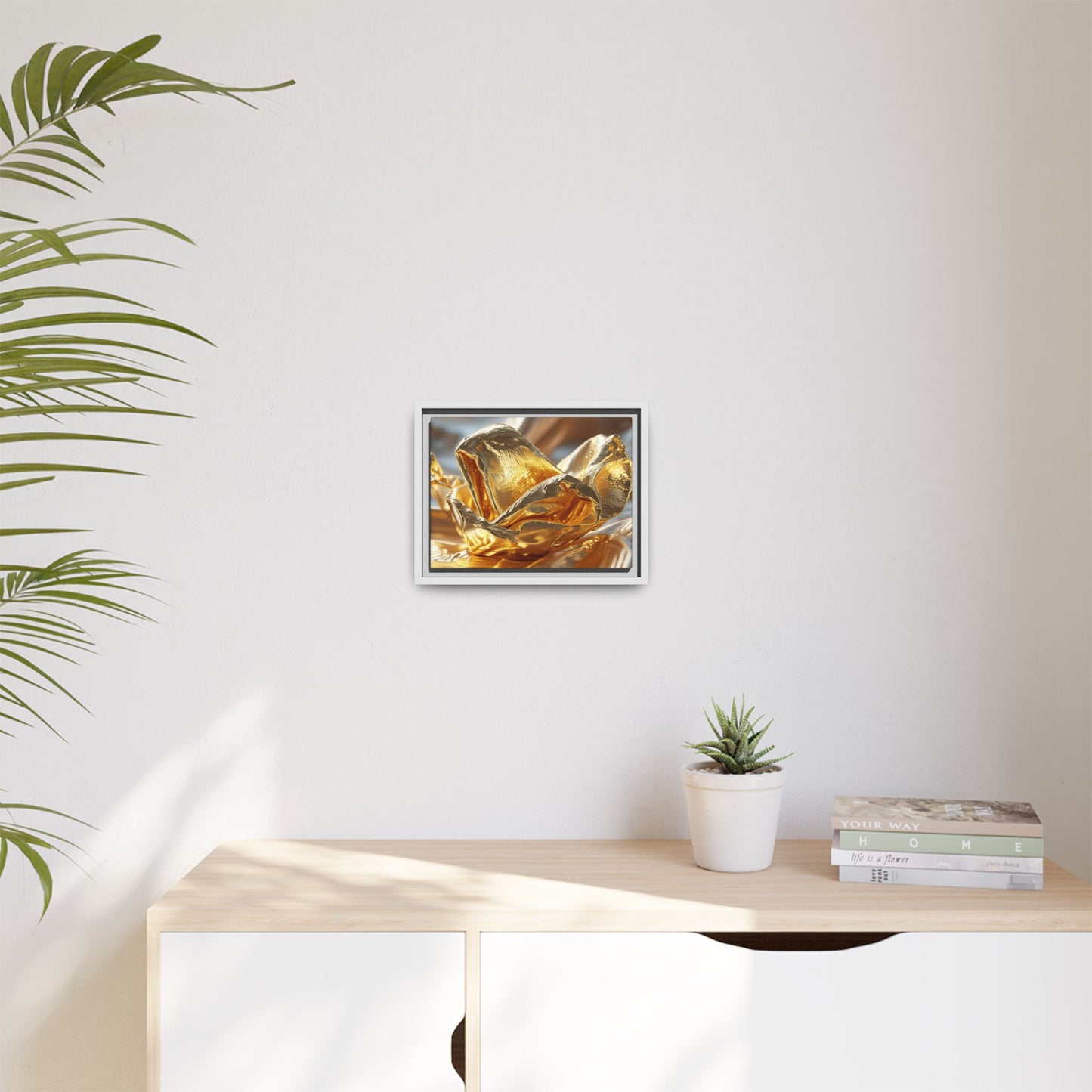 Gold Foil Rose Canvas Art - Elegant Home Decor