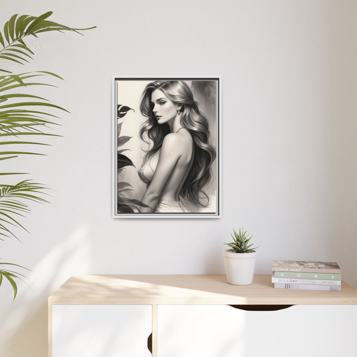 Elegant Matte Framed Art Print - Stylish Woman Portrait