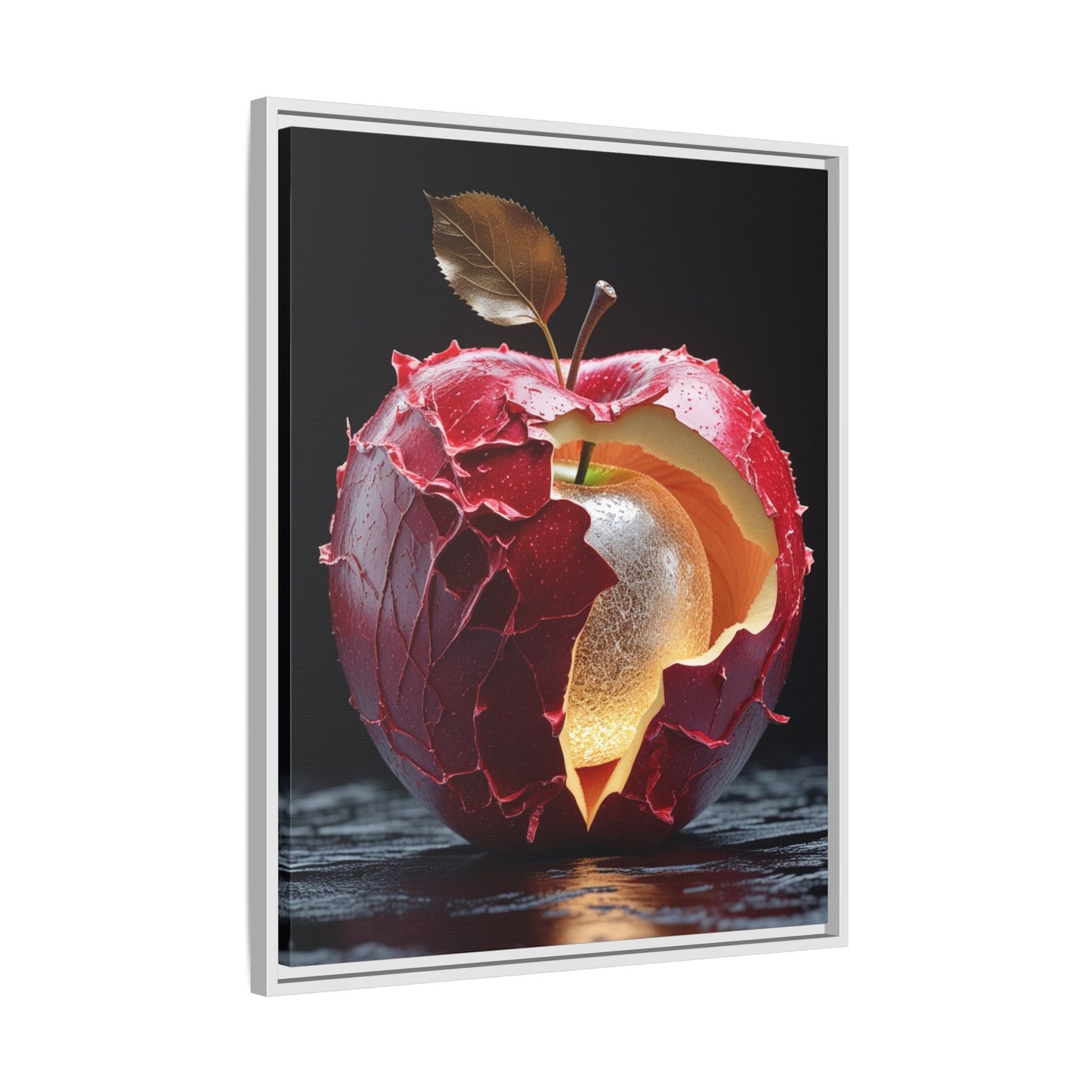Cracked Apple Canvas Art - Modern Framed Wall Decor