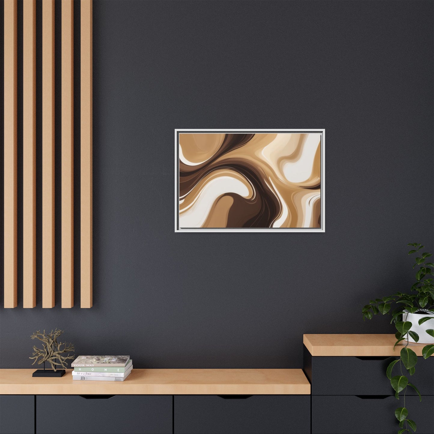 Abstract Wave Framed Canvas Art - Multi-Color Home Decor