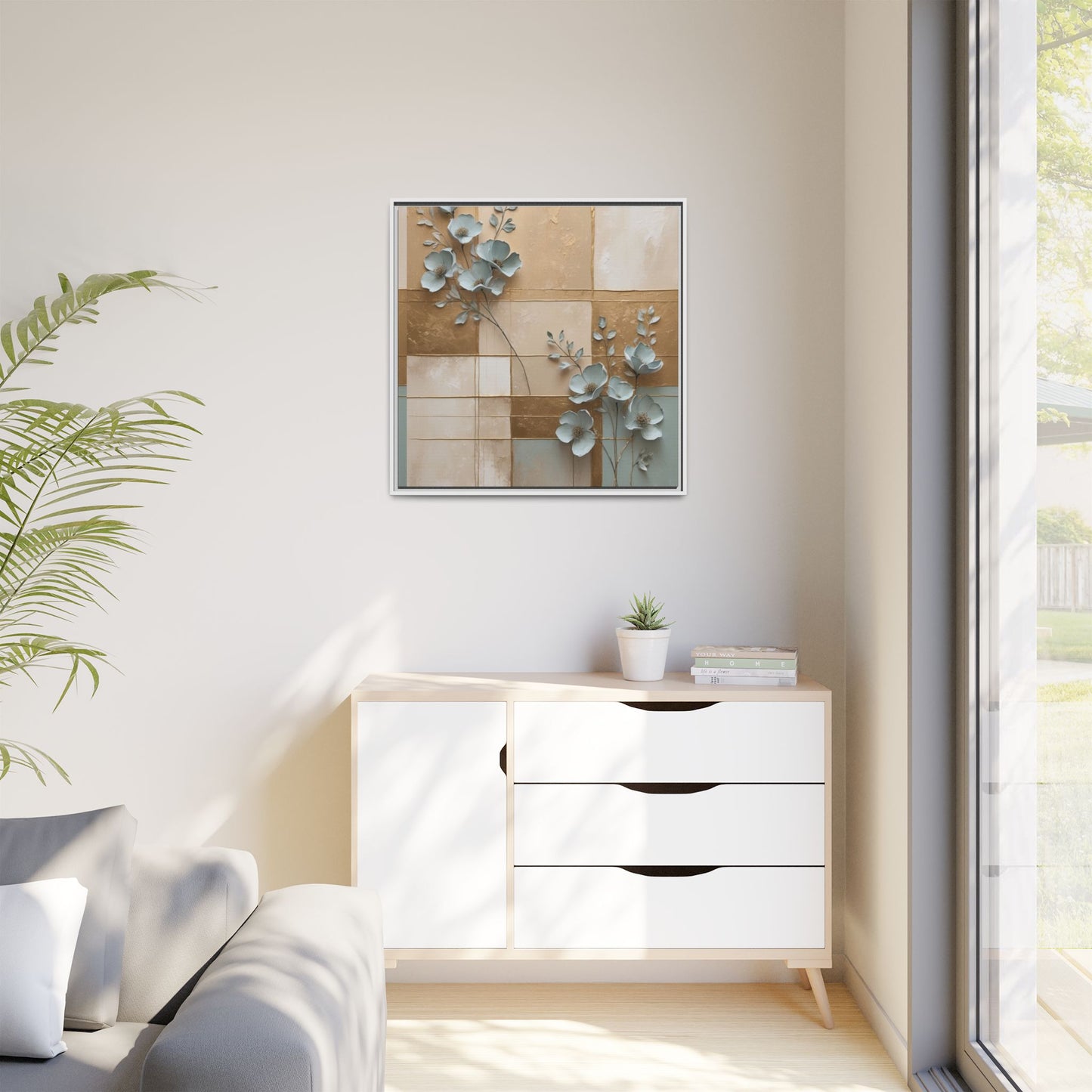 Elegant Floral Wall Art - Framed Matte Canvas Decor
