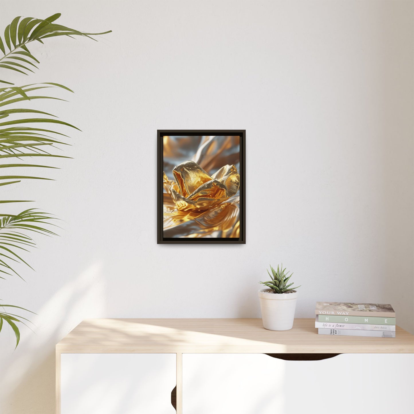 Gold Foil Rose Canvas Art - Elegant Home Decor